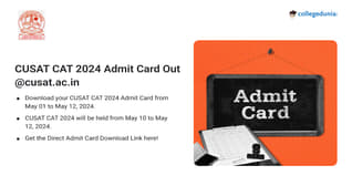 CUSAT CAT 2024 Admit Card Out @cusat.ac.in; Check Direct Link Here